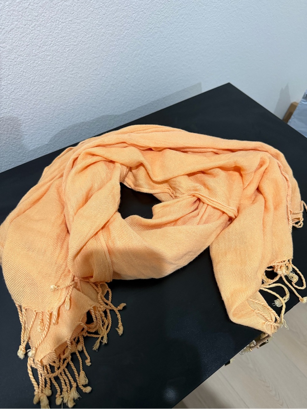 Light Peach Fringed Women's Wrap Scarf
